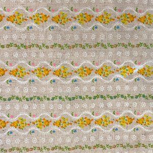 VINTAGE Scandinavian Pattern Floral Cotton Fabric